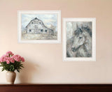 Set Of Two TRUE Spirit Horses 1 White Framed Print Wall Art - Homeroots - Flyclothing LLC
