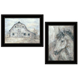 Set Of Two TRUE Spirit Horses 2 Black Framed Print Wall Art - Homeroots - Flyclothing LLC