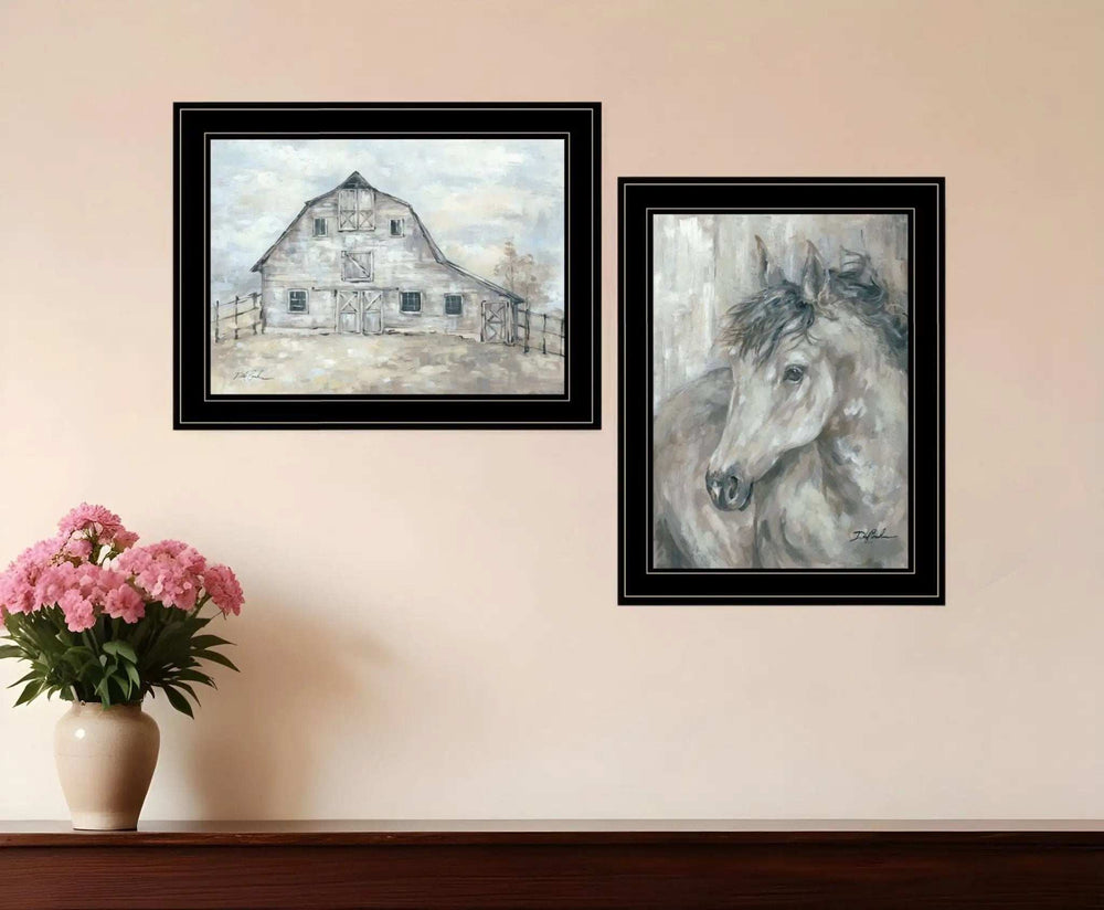 Set Of Two TRUE Spirit Horses 2 Black Framed Print Wall Art - Homeroots - Flyclothing LLC