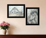 Set Of Two TRUE Spirit Horses 2 Black Framed Print Wall Art - Homeroots - Flyclothing LLC