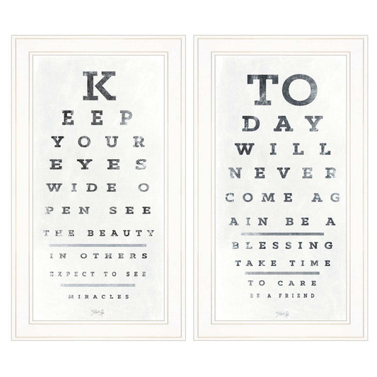 Set Of Two Eye Charts 3 White Framed Print Wall Art - Homeroots - Flyclothing LLC