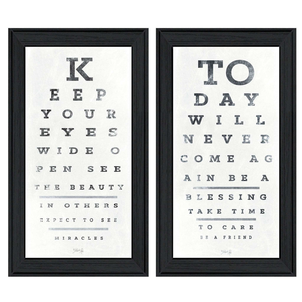 Set Of Two Eye Charts 4 Black Framed Print Wall Art - Homeroots - Flyclothing LLC