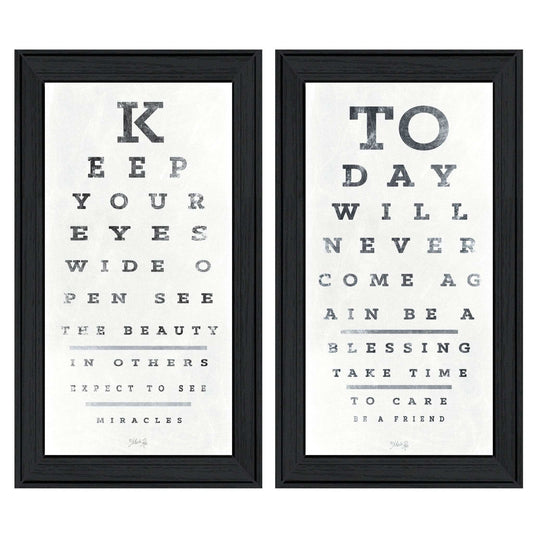 Set Of Two Eye Charts 4 Black Framed Print Wall Art - Homeroots - Flyclothing LLC