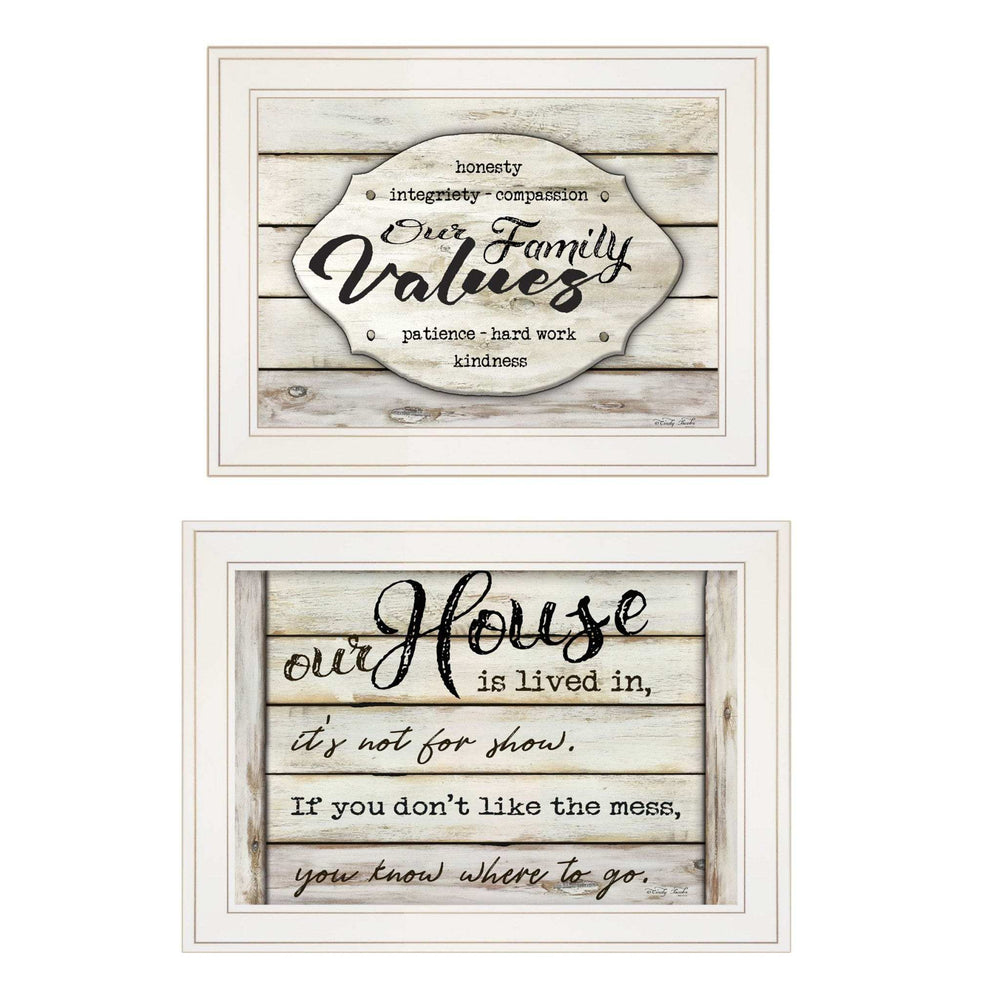 Set Of Two Family Values 1 White Framed Print Wall Art - Homeroots - Flyclothing LLC