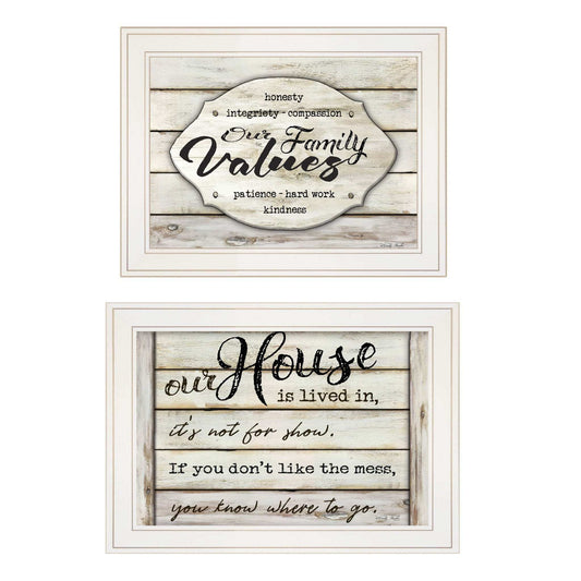 Set Of Two Family Values 1 White Framed Print Wall Art - Homeroots - Flyclothing LLC