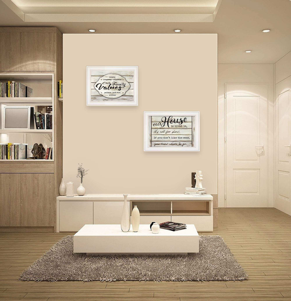 Set Of Two Family Values 1 White Framed Print Wall Art - Homeroots - Flyclothing LLC