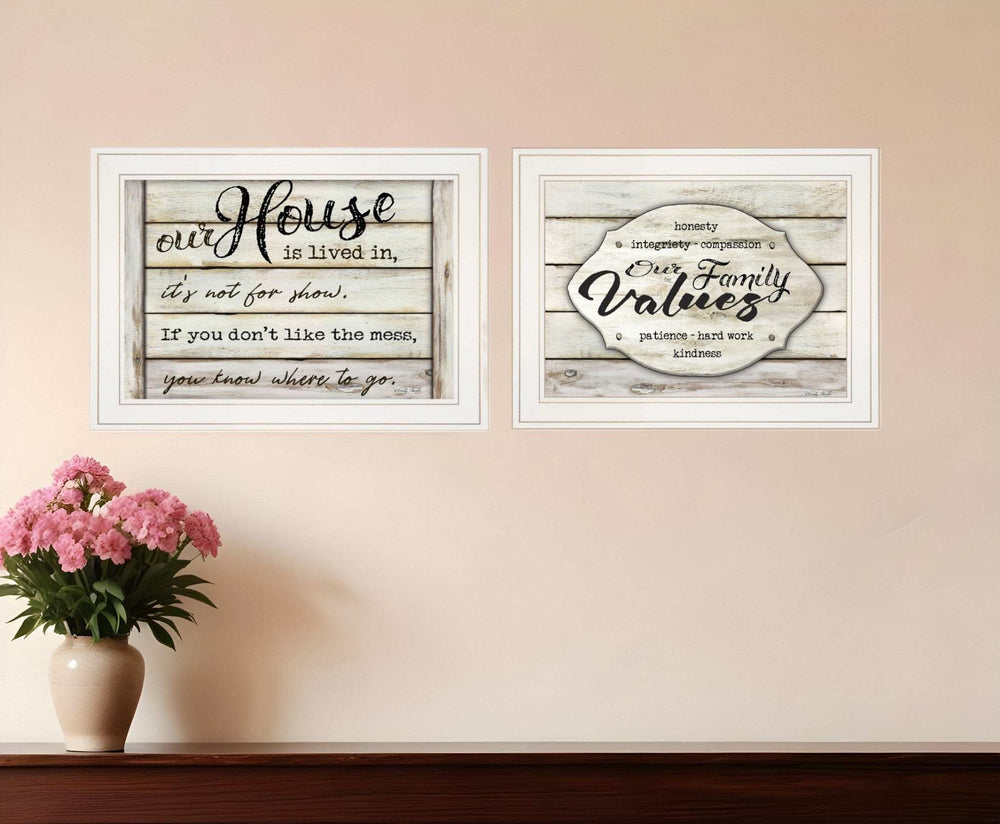 Set Of Two Family Values 1 White Framed Print Wall Art - Homeroots - Flyclothing LLC