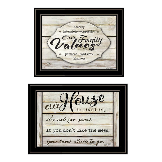 Set Of Two Family Values 2 Black Framed Print Wall Art - Homeroots - Flyclothing LLC