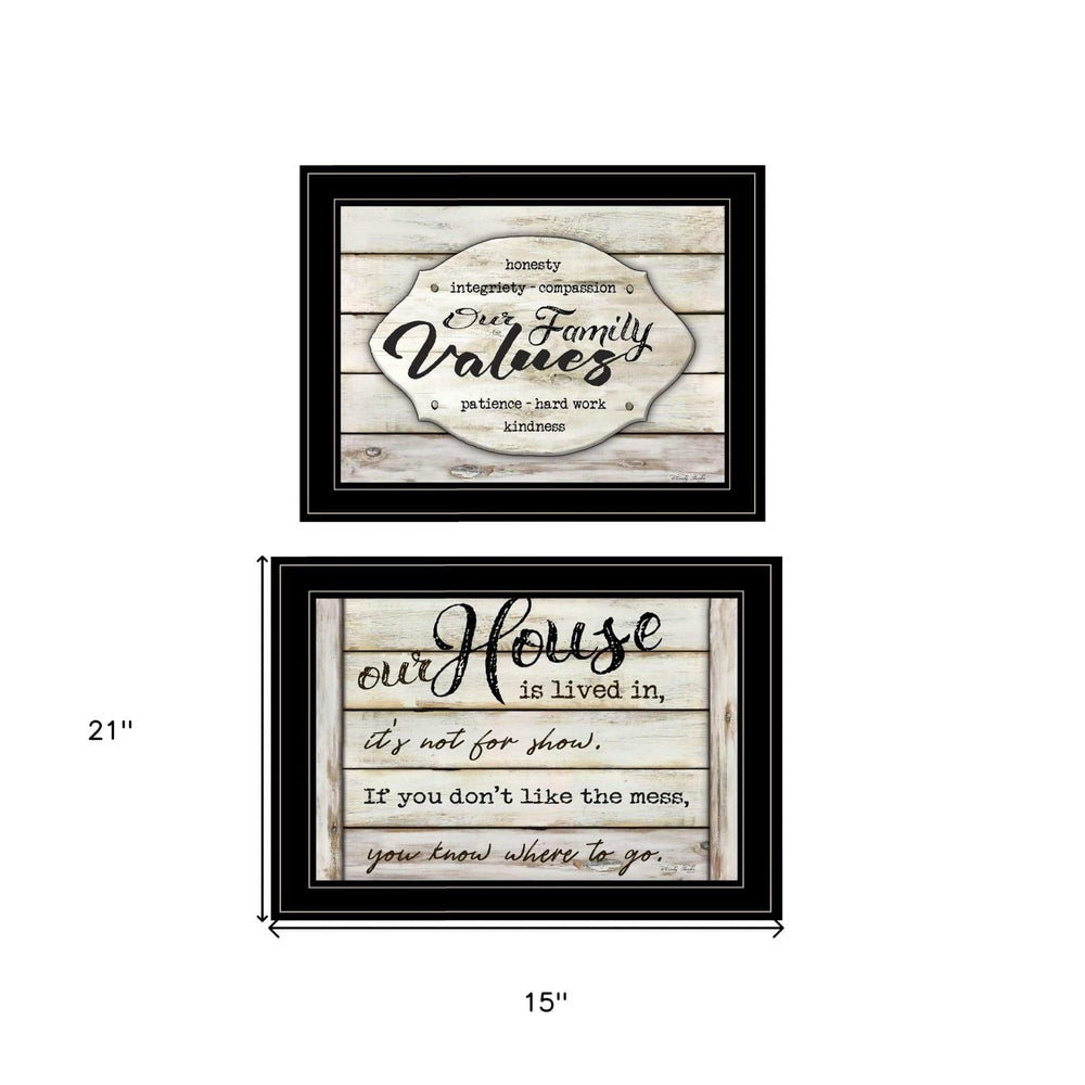Set Of Two Family Values 2 Black Framed Print Wall Art - Homeroots - Flyclothing LLC