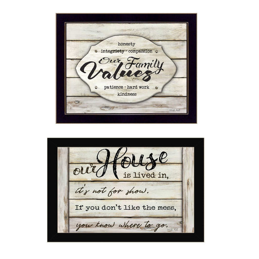 Set Of Two Family Values 3 Black Framed Print Wall Art - Homeroots - Flyclothing LLC