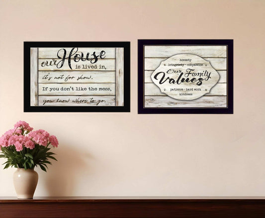 Set Of Two Family Values 3 Black Framed Print Wall Art - Homeroots - Flyclothing LLC