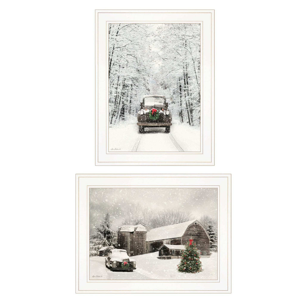 Set Of Two Antique Christmas 1 White Framed Print Wall Art - Homeroots - Flyclothing LLC