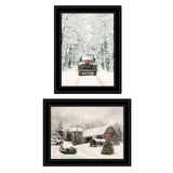 Set Of Two Antique Christmas 2 Black Framed Print Wall Art - Homeroots - Flyclothing LLC