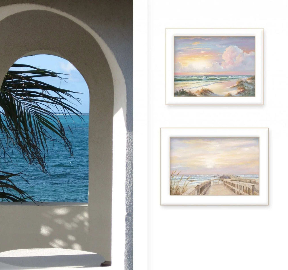Set Of Two Sunrise Sunset 1 White Framed Print Wall Art - Homeroots - Flyclothing LLC