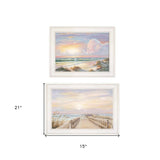 Set Of Two Sunrise Sunset 2 White Framed Print Wall Art - Homeroots - Flyclothing LLC