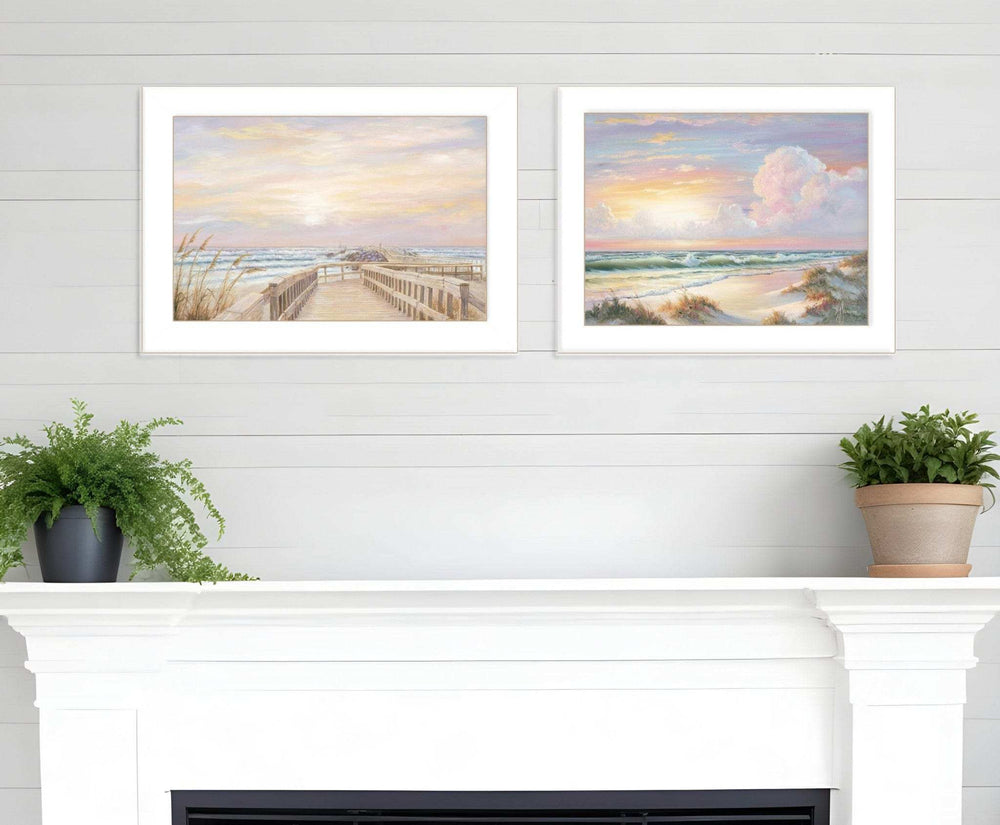 Set Of Two Sunrise Sunset 3 White Framed Print Wall Art - Homeroots - Flyclothing LLC