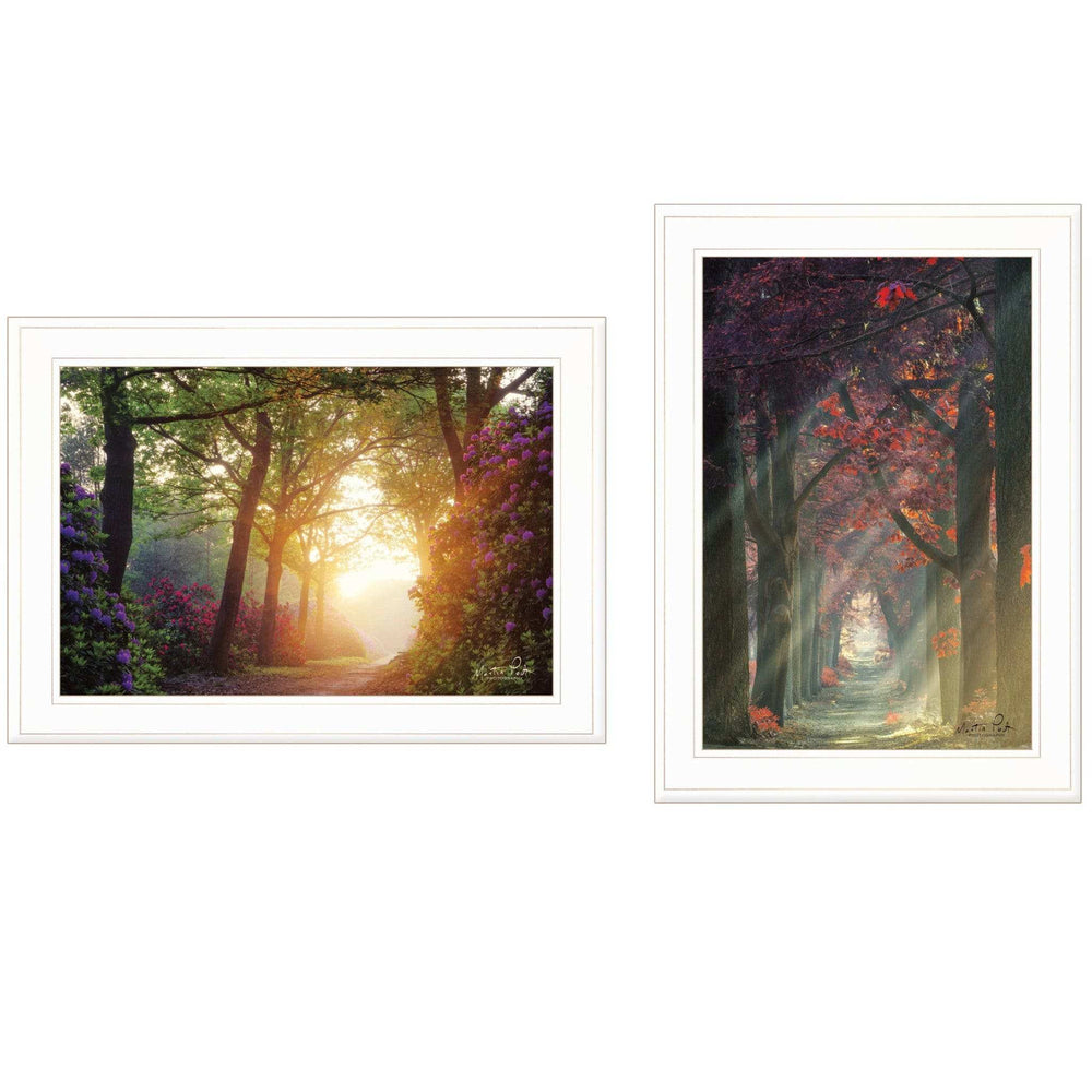 Set Of Two Path of Happiness 1 White Framed Print Wall Art - Homeroots - Flyclothing LLC