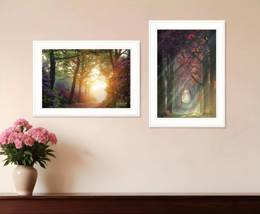 Set Of Two Path of Happiness 1 White Framed Print Wall Art - Homeroots - Flyclothing LLC