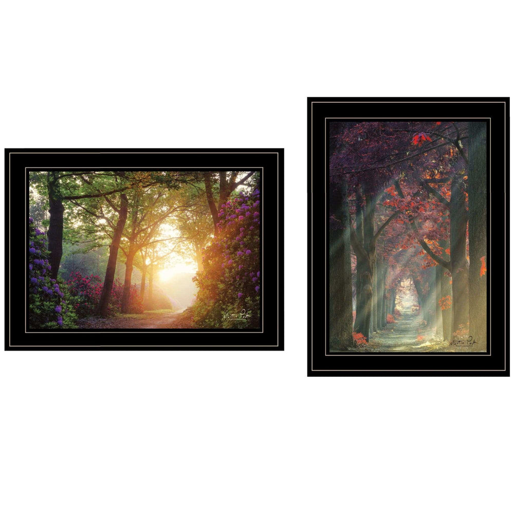 Set Of Two Path of Happiness 2 Black Framed Print Wall Art - Homeroots - Flyclothing LLC