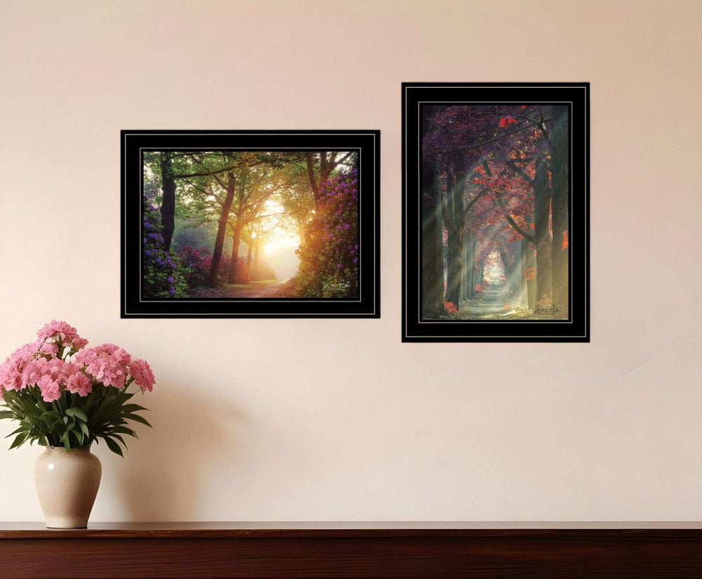 Set Of Two Path of Happiness 2 Black Framed Print Wall Art - Homeroots - Flyclothing LLC