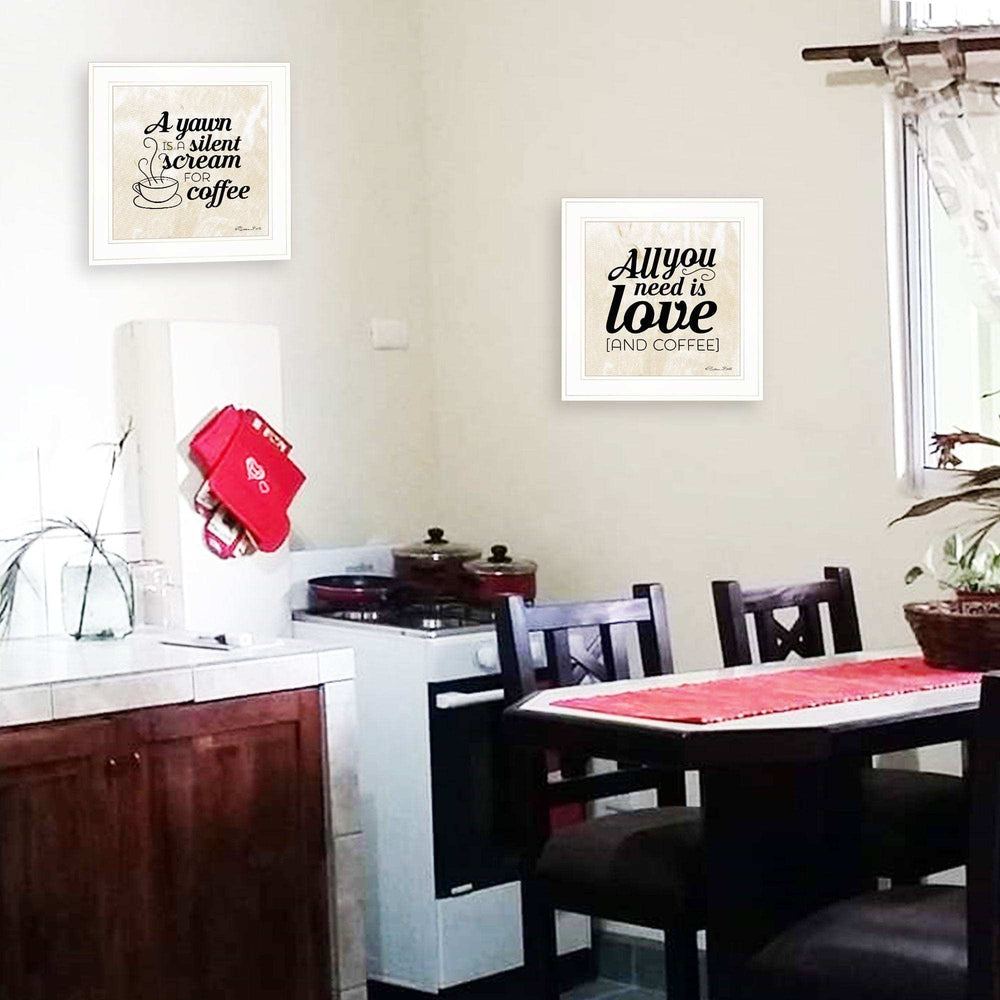 Set Of Two All You Need is Coffee 1 White Framed Print Wall Art - Homeroots - Flyclothing LLC
