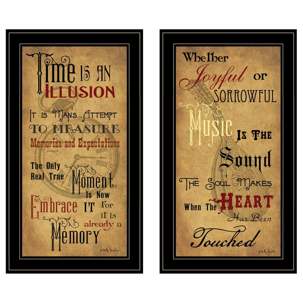 Set Of Two Joyful 2 Black Framed Print Wall Art - Homeroots - Flyclothing LLC