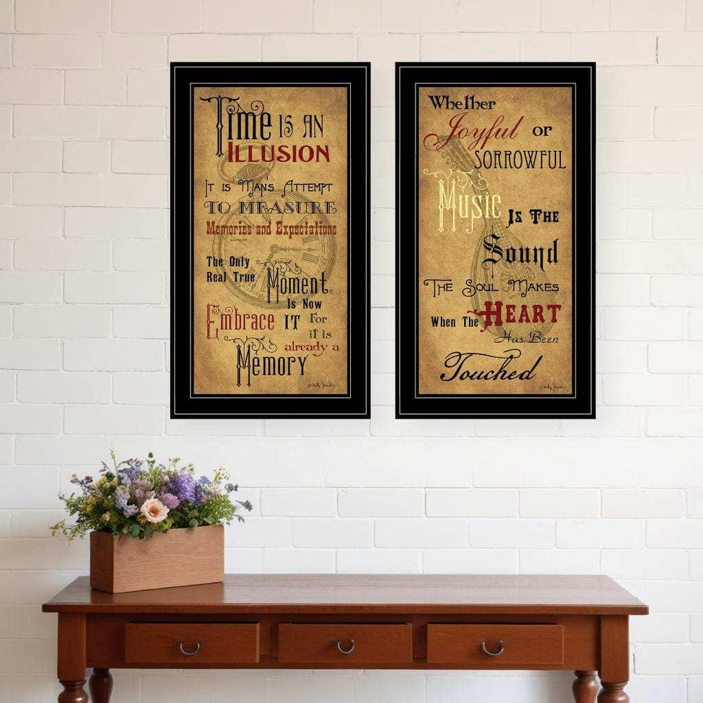 Set Of Two Joyful 2 Black Framed Print Wall Art - Homeroots - Flyclothing LLC