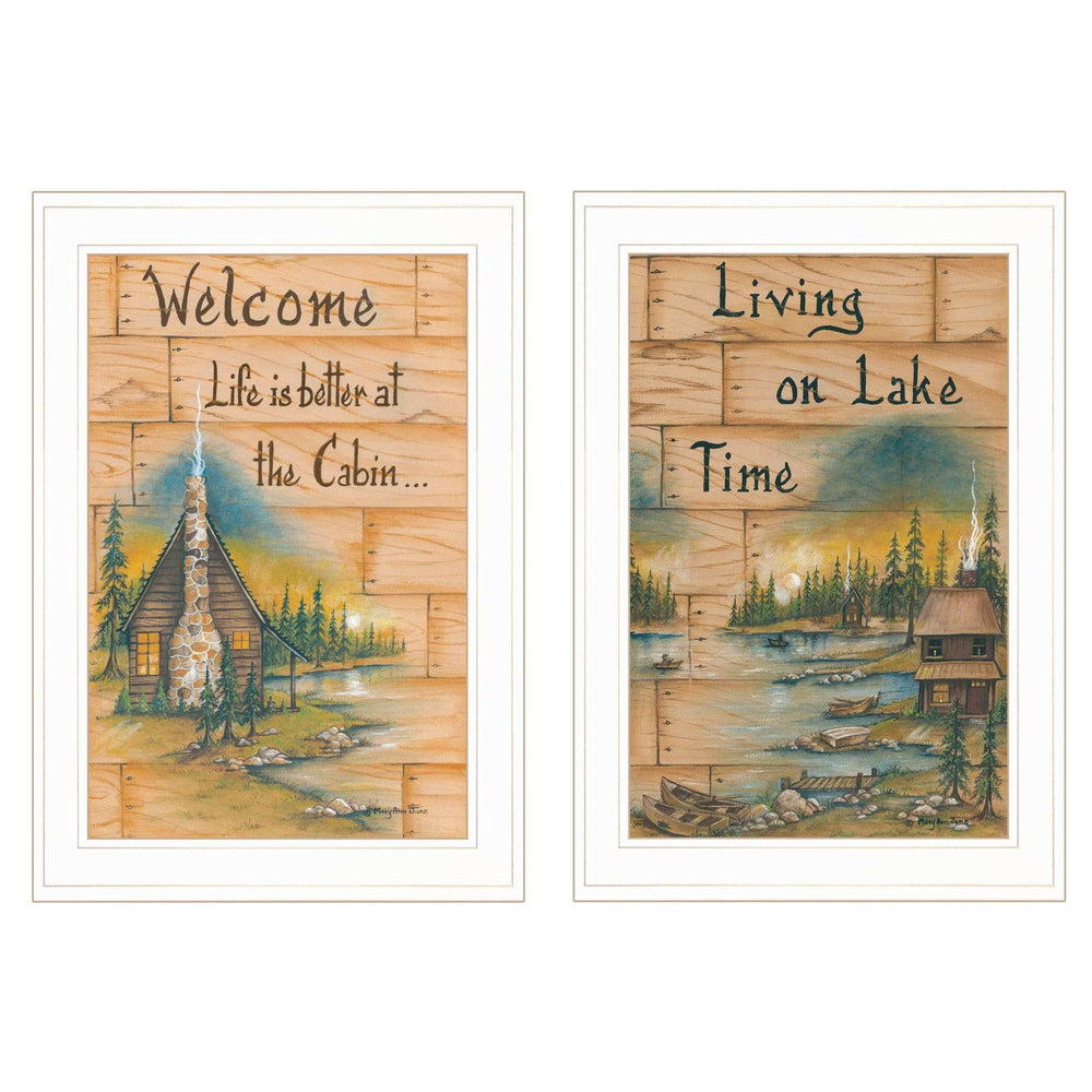 Set Of Two Living on the Lake 1 White Framed Print Wall Art - Homeroots - Flyclothing LLC