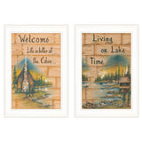 Set Of Two Living on the Lake 1 White Framed Print Wall Art - Homeroots - Flyclothing LLC