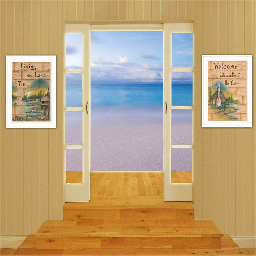 Set Of Two Living on the Lake 1 White Framed Print Wall Art - Homeroots - Flyclothing LLC