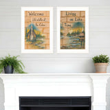 Set Of Two Living on the Lake 1 White Framed Print Wall Art - Homeroots - Flyclothing LLC