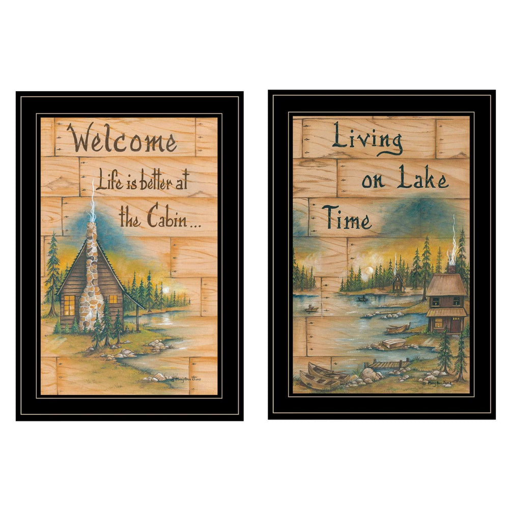 Set Of Two Living on the Lake 2 Black Framed Print Wall Art - Homeroots - Flyclothing LLC