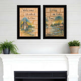 Set Of Two Living on the Lake 2 Black Framed Print Wall Art - Homeroots - Flyclothing LLC