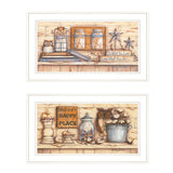 Set Of Two My Happy Place 1 White Framed Print Wall Art - Homeroots - Flyclothing LLC