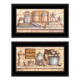 Set Of Two My Happy Place 2 Black Framed Print Wall Art - Homeroots - Flyclothing LLC