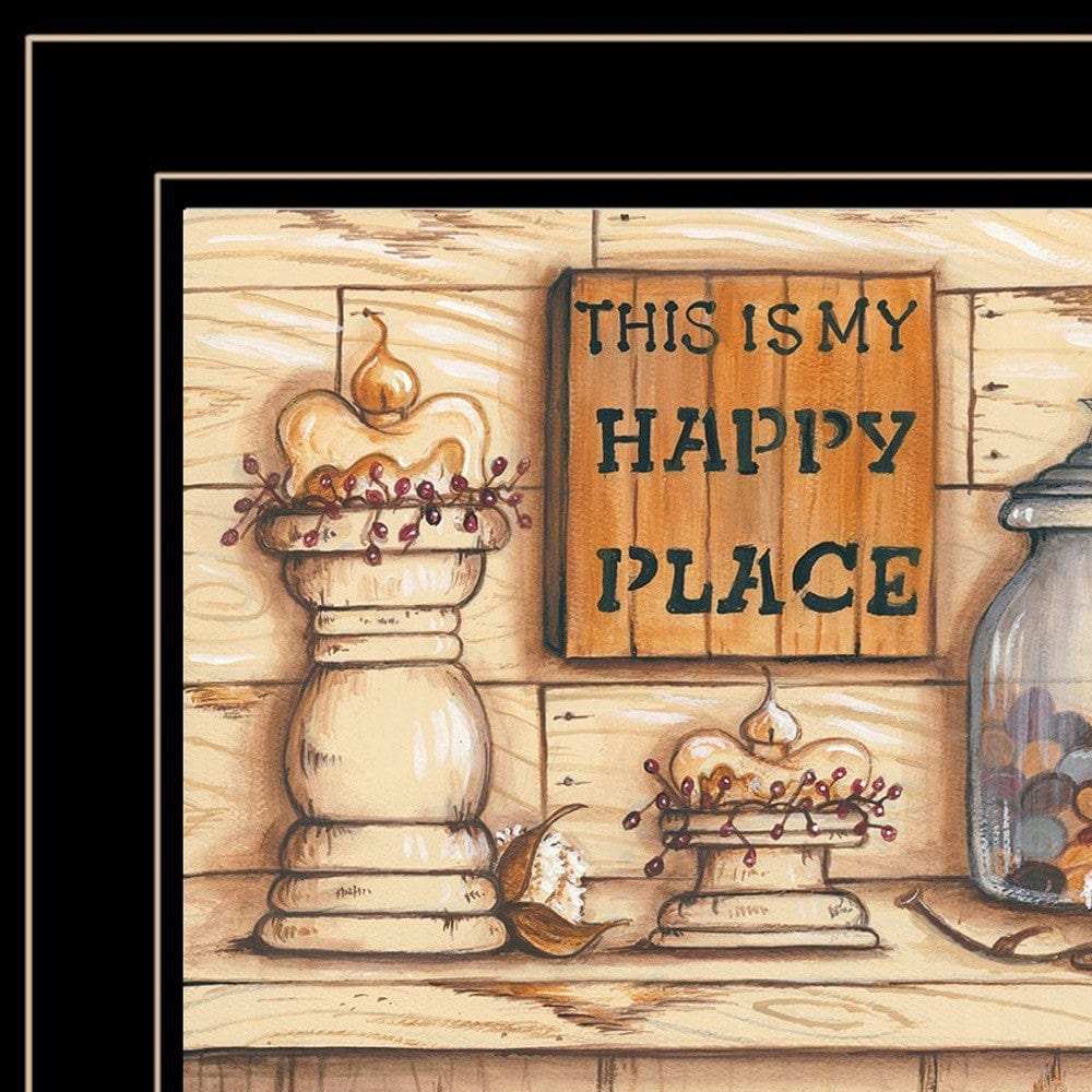 Set Of Two My Happy Place 2 Black Framed Print Wall Art - Homeroots - Flyclothing LLC