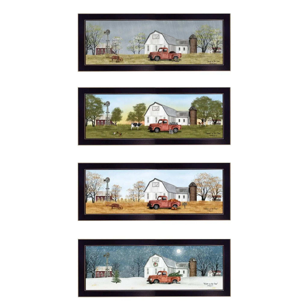 Set Of Four Billy Jacobs Four Seasons Collection V Black Frame 3 Black Framed Print Wall Art - Homeroots - Flyclothing LLC