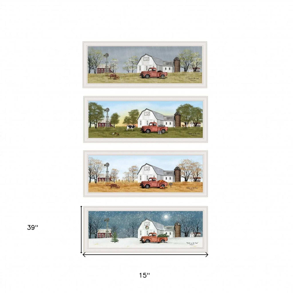 Set Of Four Billy Jacobs Four Seasons Collection VII 1 White Framed Print Wall Art - Homeroots - Flyclothing LLC