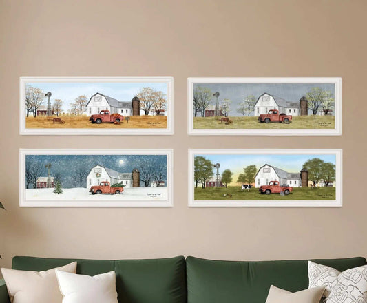 Set Of Four Billy Jacobs Four Seasons Collection VII 1 White Framed Print Wall Art - Homeroots - Flyclothing LLC
