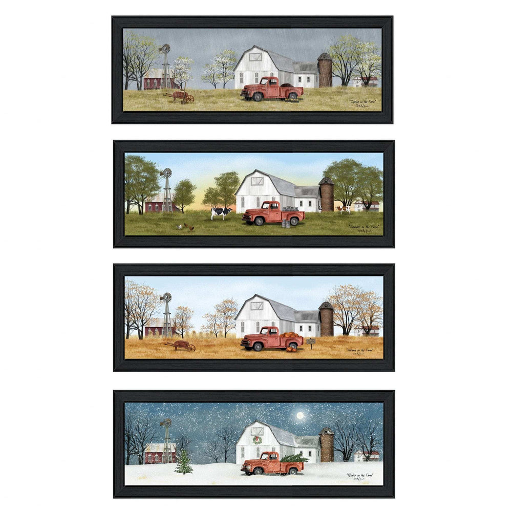 Set Of Four Billy Jacobs Four Seasons Collection VII 2 Black Framed Print Wall Art - Homeroots - Flyclothing LLC