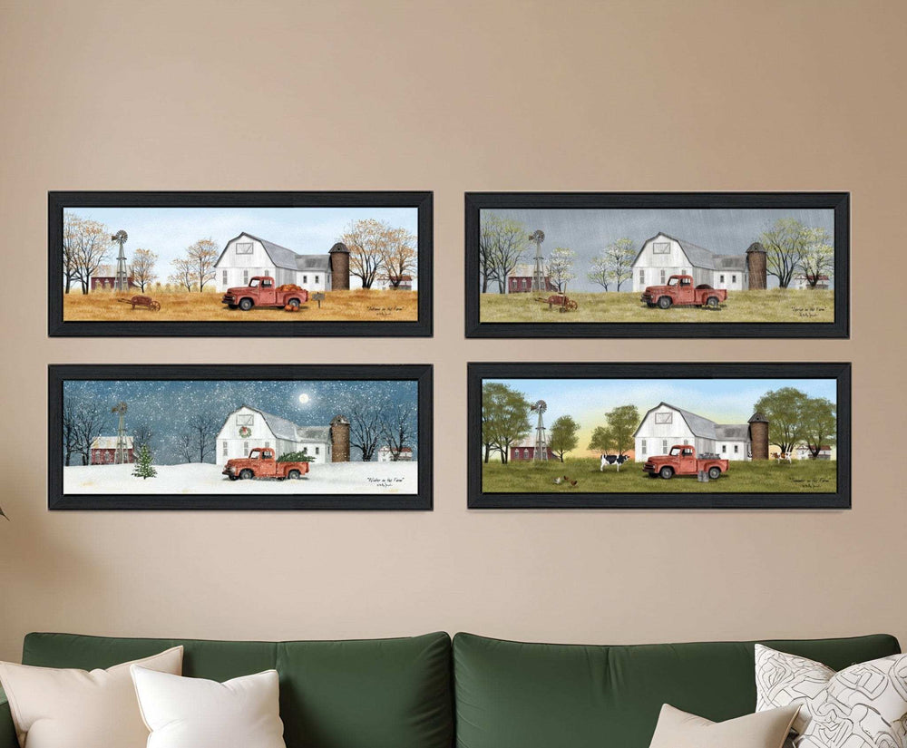 Set Of Four Billy Jacobs Four Seasons Collection VII 2 Black Framed Print Wall Art - Homeroots - Flyclothing LLC