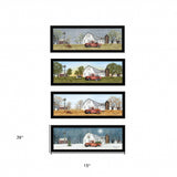 Set Of Four Billy Jacobs Four Seasons Collection VII 3 Black Framed Print Wall Art - Homeroots - Flyclothing LLC