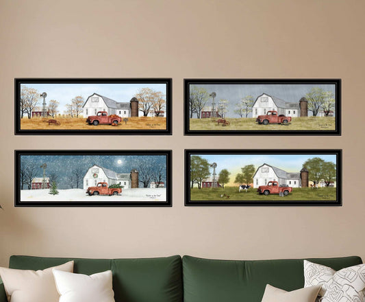 Set Of Four Billy Jacobs Four Seasons Collection VII 3 Black Framed Print Wall Art - Homeroots - Flyclothing LLC