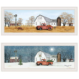 Set Of Two Autumn And Winter White Framed Print Wall Art - Homeroots - Flyclothing LLC