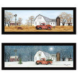 Set Of Two Billy Jacobs Seasonal Autumn or Winter Black Frame Black Framed Print Wall Art - Homeroots - Flyclothing LLC