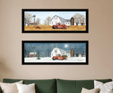 Set Of Two Billy Jacobs Seasonal Autumn or Winter Black Frame Black Framed Print Wall Art - Homeroots - Flyclothing LLC