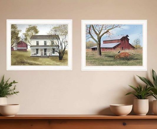 Set Of Two End of Summer 1 White Framed Print Wall Art - Homeroots - Flyclothing LLC