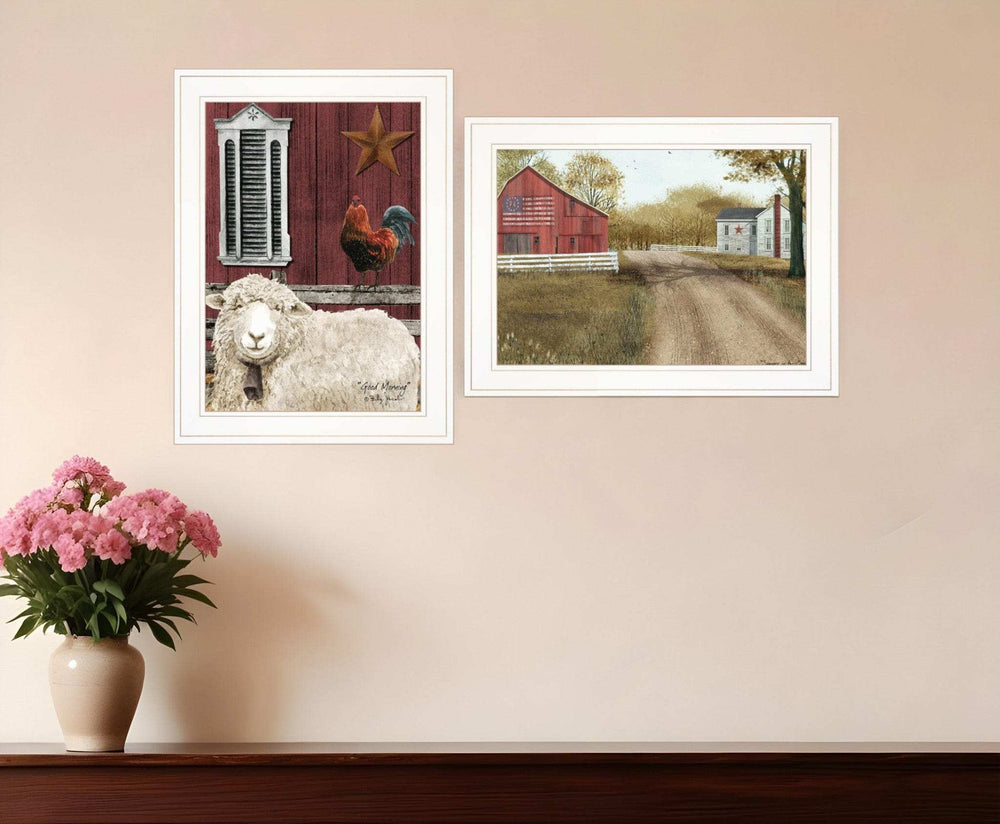 Set Of Two Good Morning 1 White Framed Print Wall Art - Homeroots - Flyclothing LLC
