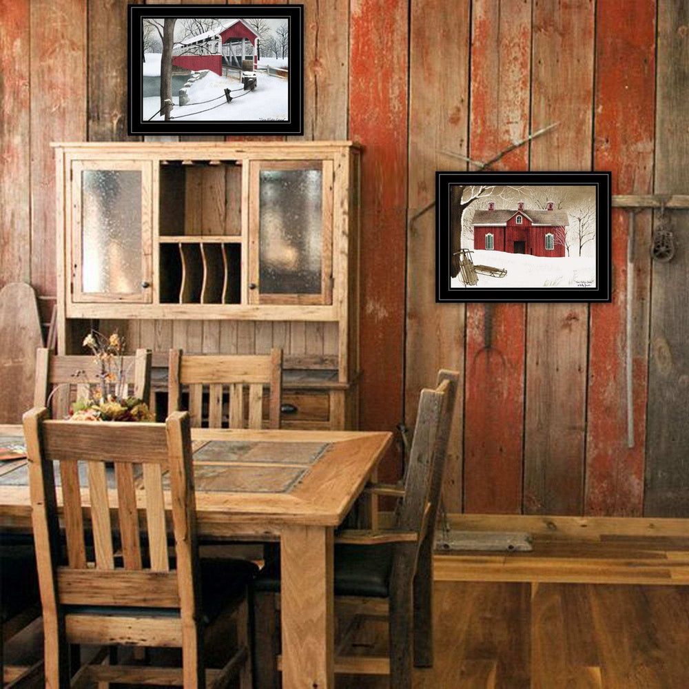 Set Of Two Winter Evening 2 Black Framed Print Wall Art - Homeroots - Flyclothing LLC