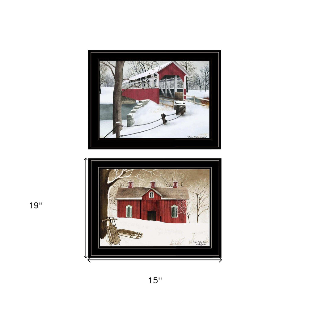 Set Of Two Winter Evening 2 Black Framed Print Wall Art - Homeroots - Flyclothing LLC